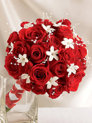 Dazzling Red Rose & Stephanotis Scented Bridal Bouquet