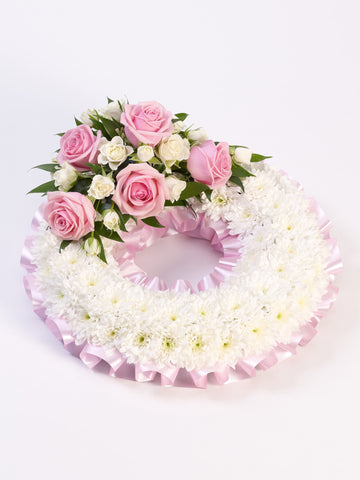 Traditional Wreath - White and Pink