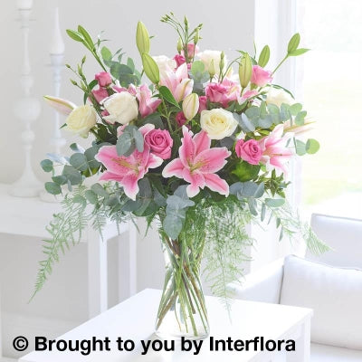 Pink Sophistication Rose, Lily & Lisianthus Vase