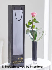 Single Pink Rose Vase with 125g Maison Fougere Chocolates