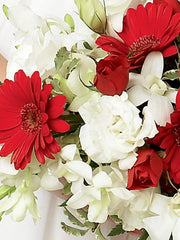 Crimson Gerbera & Orchid Shower Bridal Bouquet