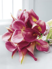 Deep Pink Calla Lily & Pearl Bridal Bouquet