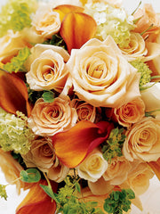 Sweet Peach Rose & Calla Lily Bridal Bouquet