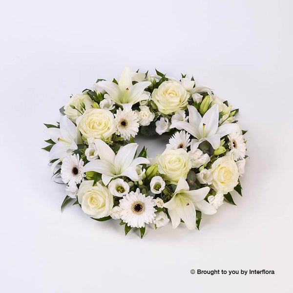 Rose and Lily White Wreath