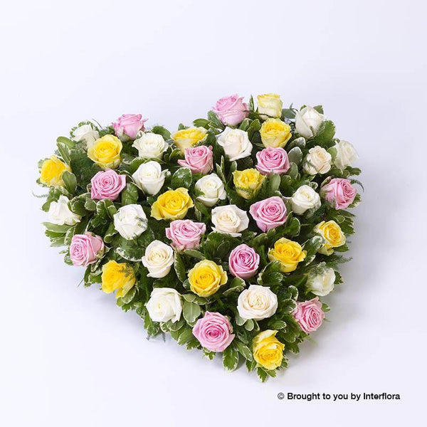 Mixed Rose Heart - Pink, Yellow and Cream