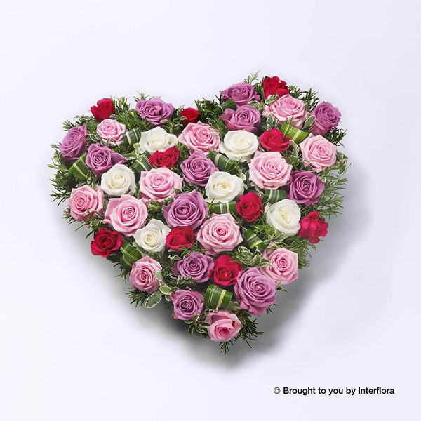 Mixed Rose Heart - Pink, Lilac and White